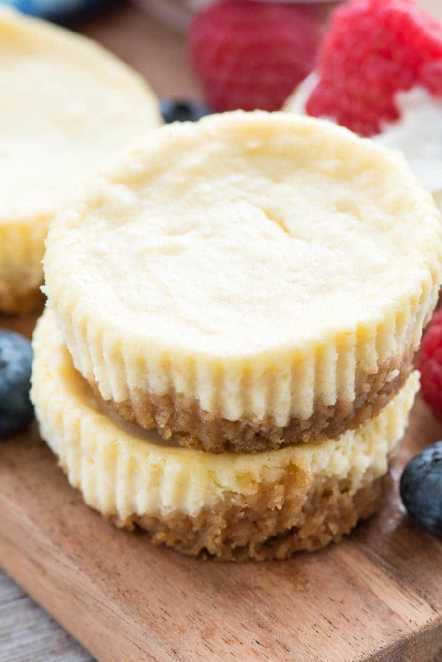 Two mini cheesecakes